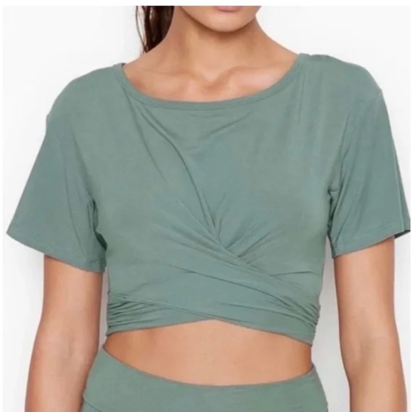 VICTORIAS SECRET Heavenly by Victoria Soft Modal Twist-tie Crop Tee - Picture 1 of 4